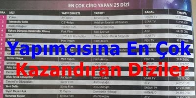 2017 2018 Sezonunda Türkiye’nin En Çok Para Kazan Diziler (En Çok Kar Eden Diziler)
